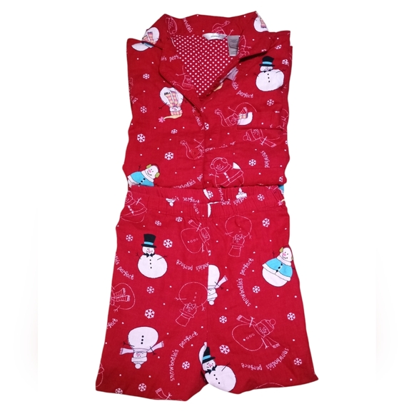 Flannel Holiday (2 Pc) Set PJ'S Lounge Wear, Red With Snowman Design Ladies Sz L - Picture 2 of 9